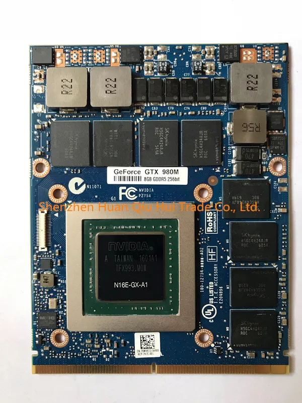 DHL gratuit Original GTX980M GTX 980M carte graphique GPU N16E-GX-A1 8GB GDDR5 pour Alienware Clevo GTX980 carte vidéo GPU remplacement