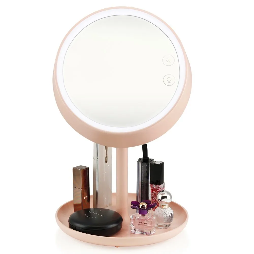 Specchio il trucco Illuminato Lampada LED Vanity Travel Portatile Cordless Ricaricabile Alimentato a batteria Touch screen a luce naturale rotonda Luce a i