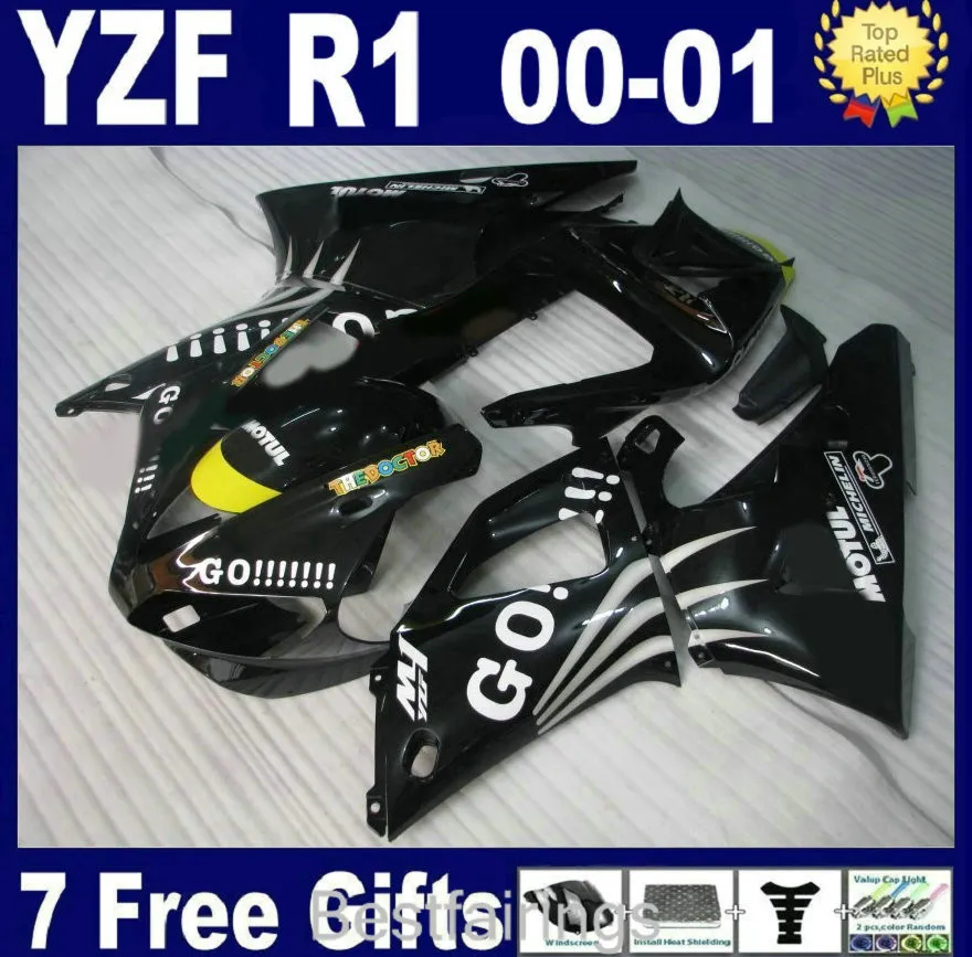 Kit carénage haute qualité pour YAMAHA R1 2000 2001 carénages blanc noir YZF R1 00 01 JS16