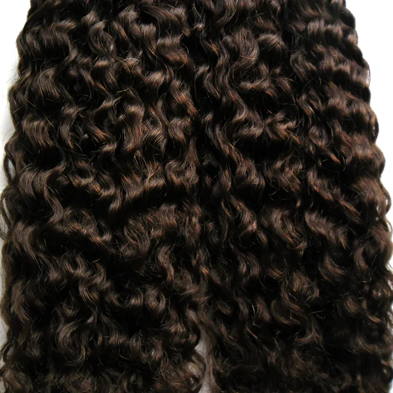 Mongolian Kinky Curly Hair I Wskazówka Przedłużanie Włosów 200g / Strands Afro Kinky Kręcone Prebonded Human Hair Extensions # 2 Dickest Brown