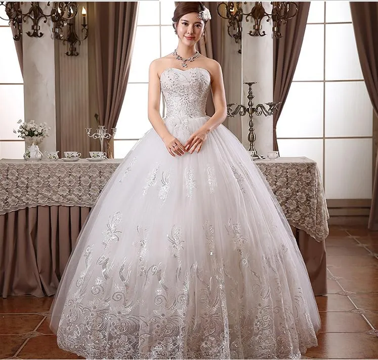 Hot Sale Beading 2018 New Sweetange Korean Style Sweet White Princess Fashionable Lace Wedding Dress Romantic Custom Made