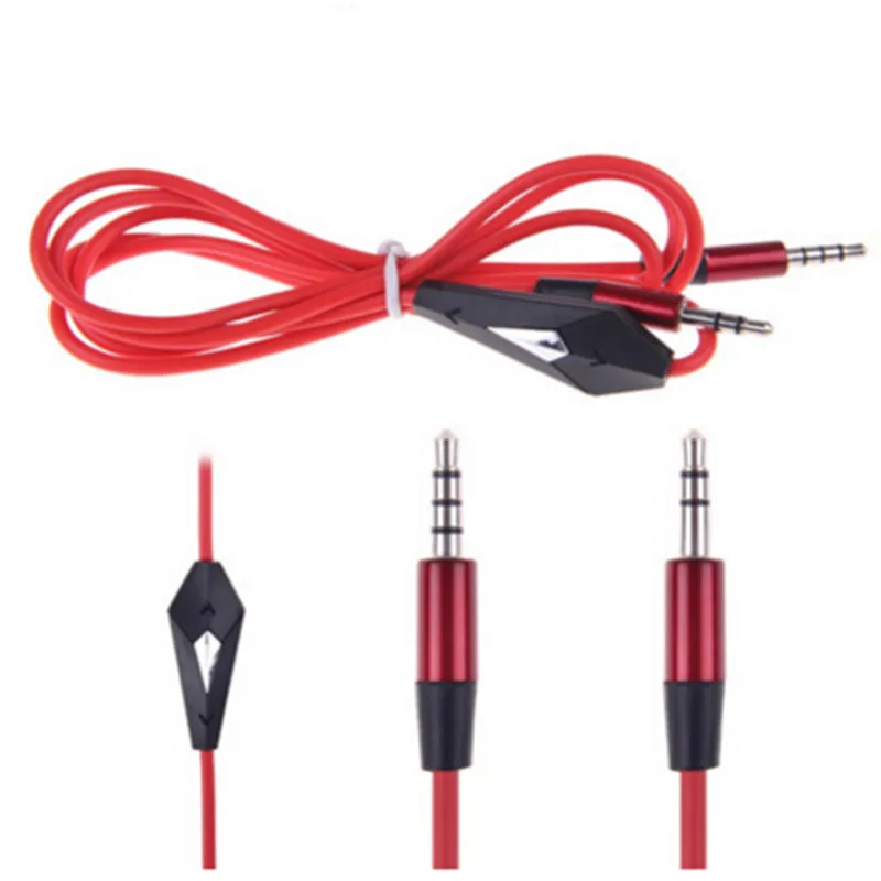 1,2 m 3,5 mm rotes Steuer-Talk-Kabel Aux-Kabel für Kopfhörer Mixr Ersatz-Mikrofon-Fernbedienungskabel