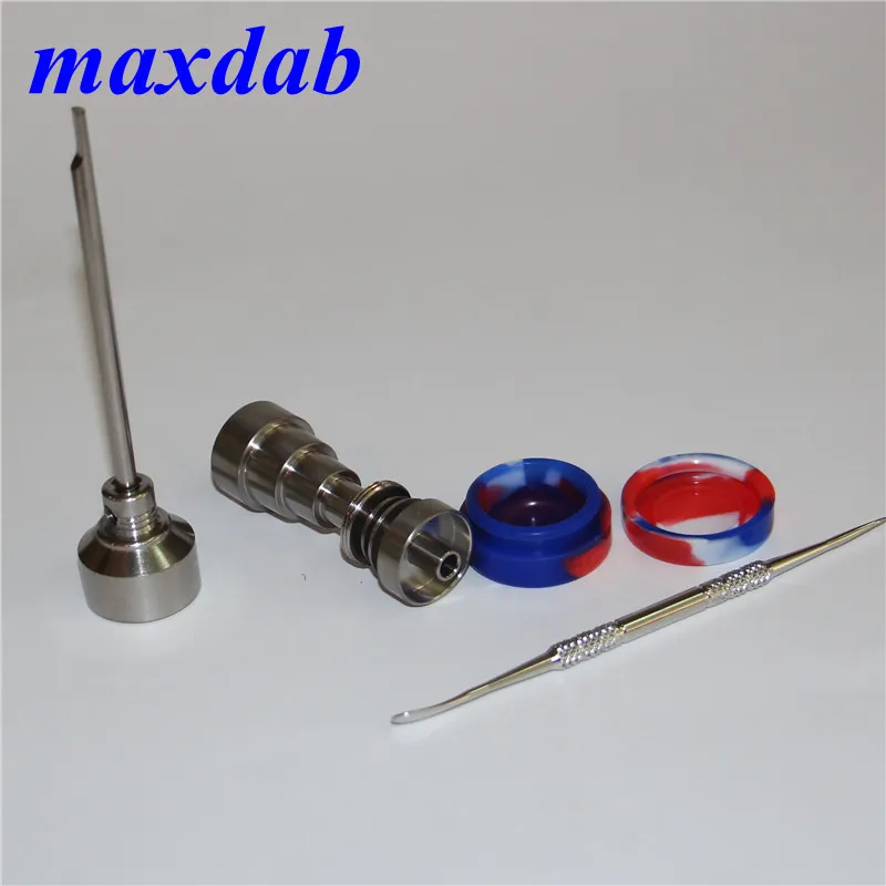 Handverktyg GR2 Titanium Domeless Nail 10/14 / 18mm För glas Bong med Carb Cap Oil Vaxbehållare 120mm Sliver Dabber Tool