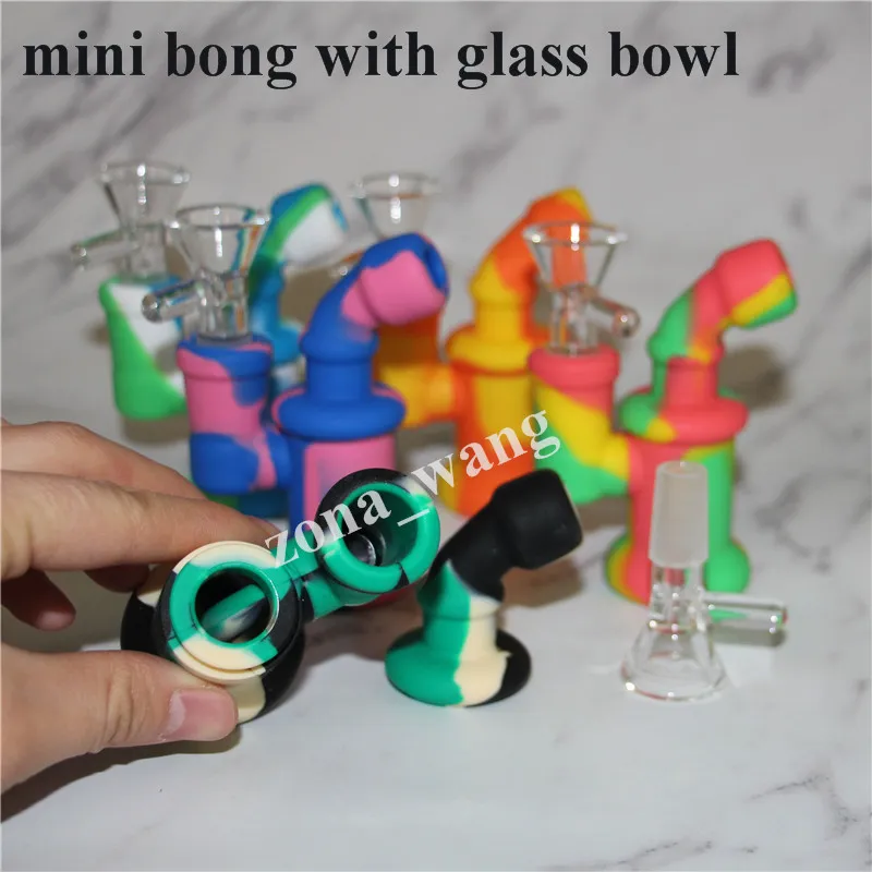 Amostra de cachimbo de cachimbo portátil Silicon fumar tubos secos Herb tubulação de água percolador bongo 5ml frasco de óleo de cera de silicone