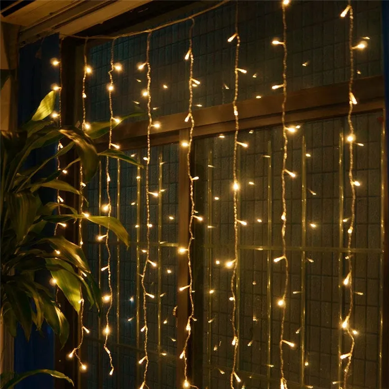 10 x 1m 448 LED rideau glaçons de cordes de cordes de rideau LED fées Lampes de Noël Lumes de Noël Lights Xmas Mariage Décoration 110V / 