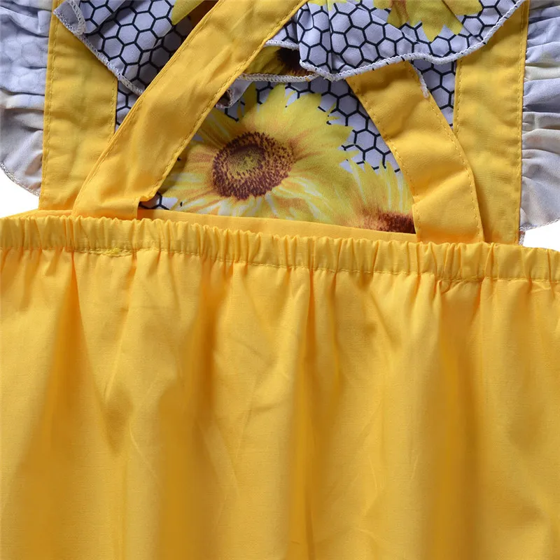 Nouveau-né Bébé Vêtements 2018 New Summer Infant Girls Volants Tournesol Romper Faux Deux Pièces Combinaison Outfit Sunsuit Vêtements Vêtements Bébé