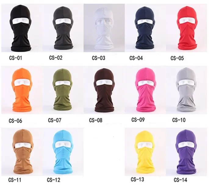 Hurtownie Ochrony Outdoor Full Face Spandex Balaclava Nakrycia głowy Ski Neck Maski na rowerze Motocykl Maska Maska Taktyczna Kaptur