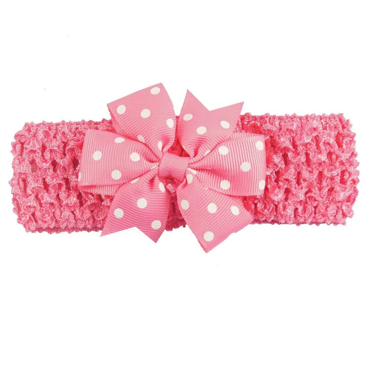 Verkoop Mode Wave Point Children's Hair Band Reticulatie Bowknot Hoofdtooi Leuke Cartoon Baby Haaraccessoires T3G0074