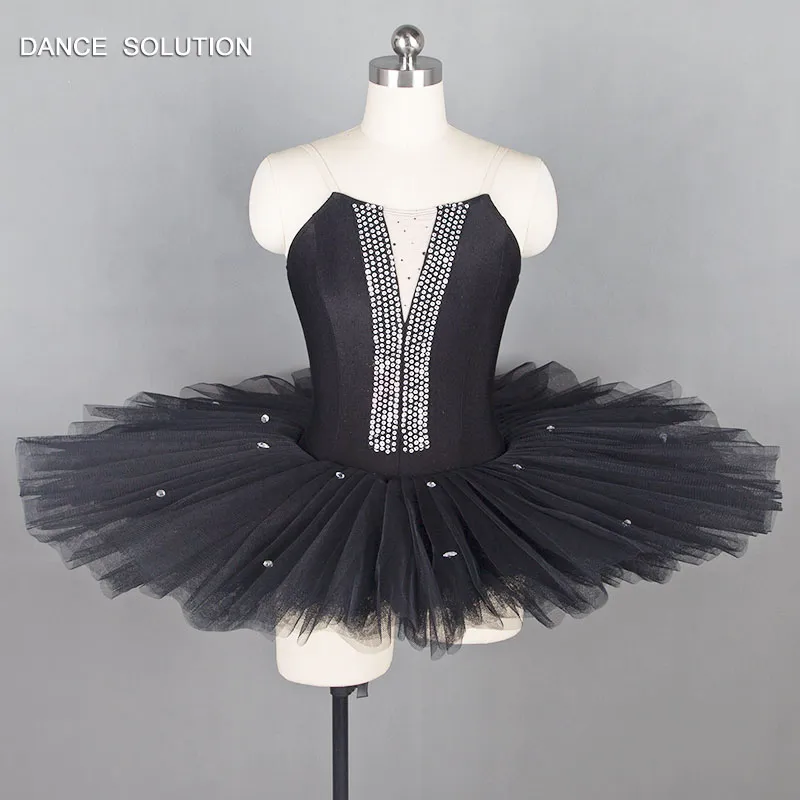 Black Pre-Professional Ballet Dance Costume Pancake Tutu for Adult Ballerina Costume Rehearsal Ballet Tutus BLL004