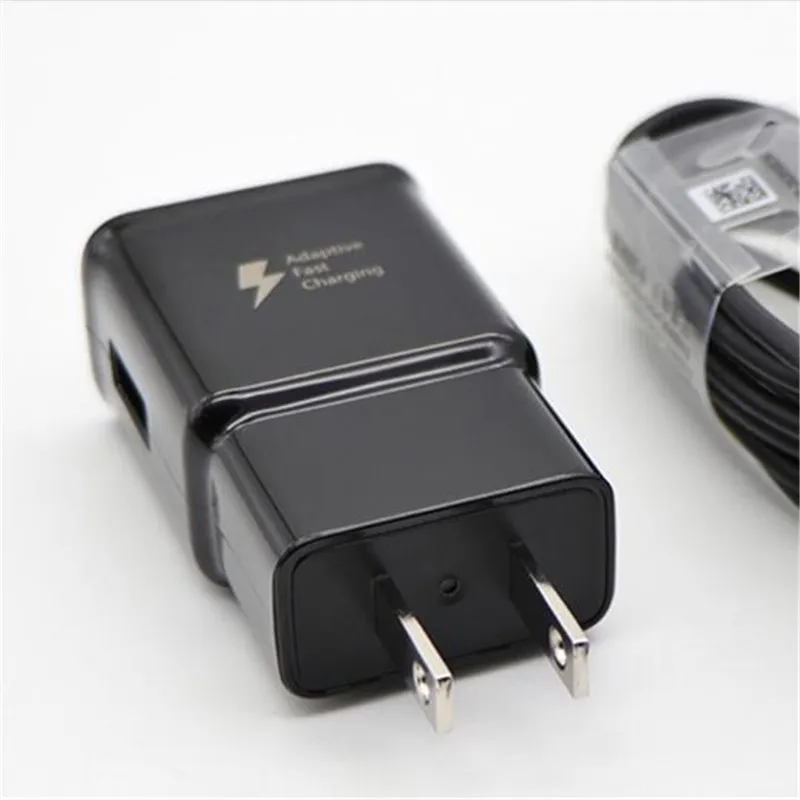 Black for Samsung Galaxy S8 S8 Plus note 8 Fast Chip Charger Universal Travel Wall Charging Adapter EU US with 1.2M Type-C Cable 50pcs/lot