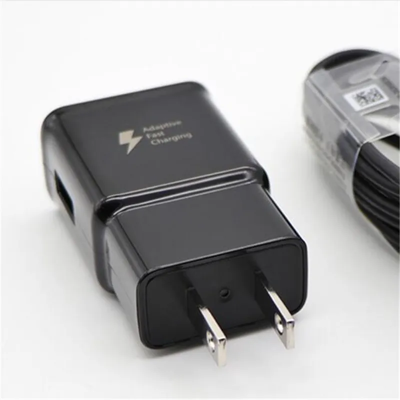 Preto para Samsung Galaxy S8 S8 Plus Note 8 Fast Chip Carregador Universal Viagem Adaptador de Carregamento da Parede UE com 1,2m Tipo-C Cabo 50 pcs / lote