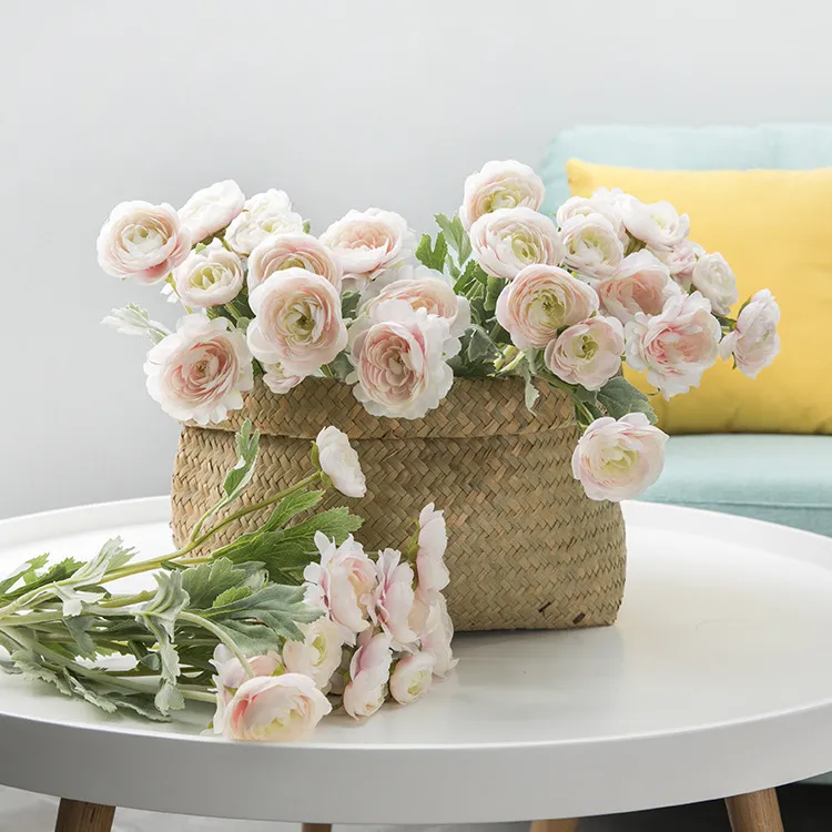 Artificiale Inghilterra Ranunculus Asiaticus Fiori di rosa di seta 3 teste Fiore finto Decorazione di nozze per la casa Decorazioni da giardino Flores