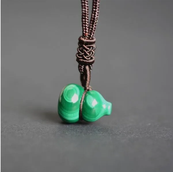 Real Malachite Necklace Pendant Small Gourd Pendant Lucky Green Jade Pendant Jade Jewelry Fine Jewelry