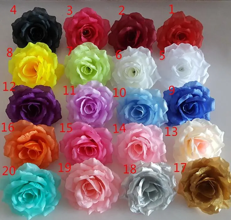 artificial rose flower heads 3.9 in fabric silk for DIY decor wedding ...