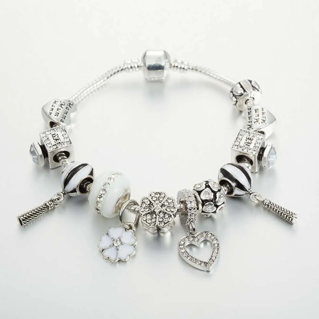 Ny Fashion Charm Armband 925 Silver för armband Peachheart Pendant Bangle Parfym Bottle Charm Pärlor DIY -smycken för Gift264J