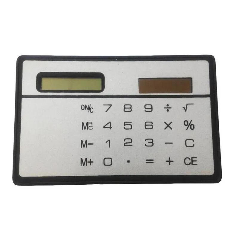 Calculadora de bolso pequena e fina, cartão de papelaria, calculadora portátil, mini calculadora portátil de cartão ultrafino, energia solar ZA5573