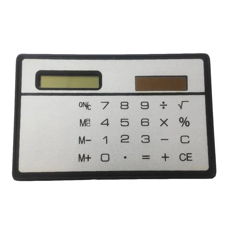 Small Slim Pocket Calculator Stationery Card Portable Calculator Mini Handheld Ultra-thin Card Calculator Solar Power ZA5573