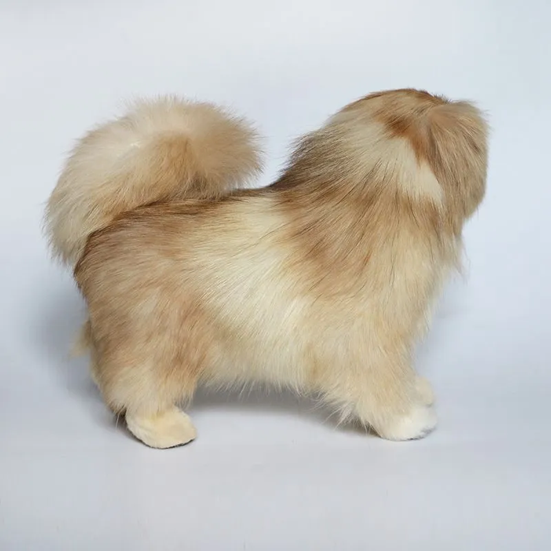 Dorimytrader Cuddly Likliknande Animal Pekingese Plush Toy fylld mjuk relistisk Poodle Toy Pet Dog Decoration Gift 20X26CM DY800094918449