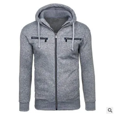 Autumn Winter Mens Hoodie Sweatshirt Slim Double Zipper Hoodies Men Jacket Coat Sweatshirt Outerwear Tops For Male