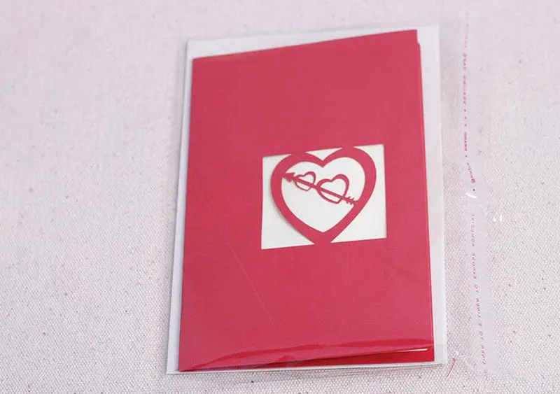 Walentynki Prezent Heart 3D Pop Up Greeting Card Pocztówka Dopasowanie Koperty Laser Cut Handmade Urodziny Post Card ZA5976  t