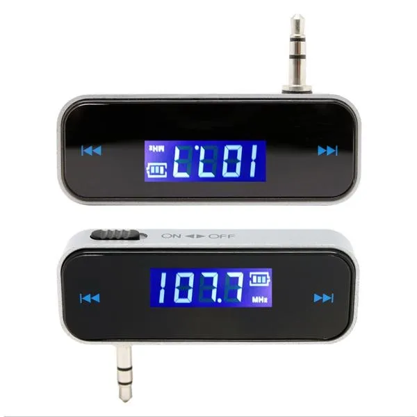 Mini Transitt 3.5mm Elektronisch in-Car FM-zender Draadloos LCD-stereo Audiospeler voor iPhone Samsung Galaxy Smartphone