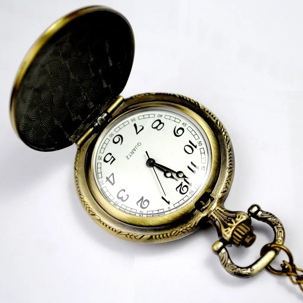 Partihandel 50st / Case Dia 4.5cm Hängsmycke Kedja Quartz Bronze Big Tower Watch Pocket Watch PW103