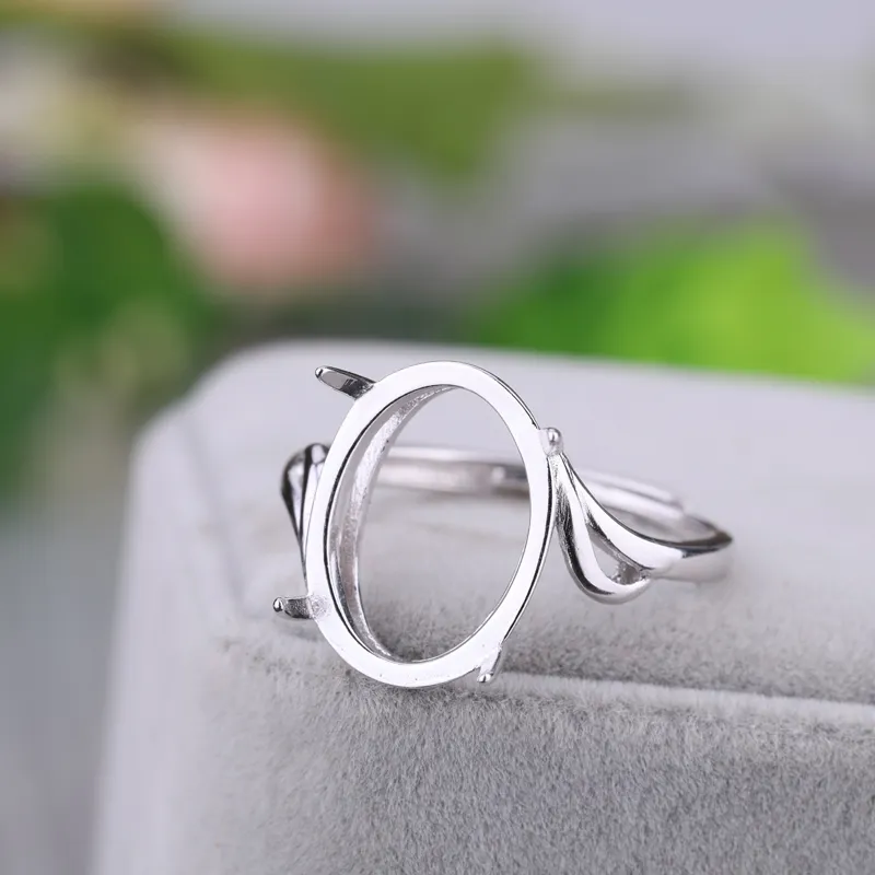 White Gold Color 925 Sterling Silver Semi Mount Ring for 7x9mm 8x10mm 7x10mm 9x12mm 12x14mm 10x13mm 12x16mm 13x17mm Gemstone Setti254h