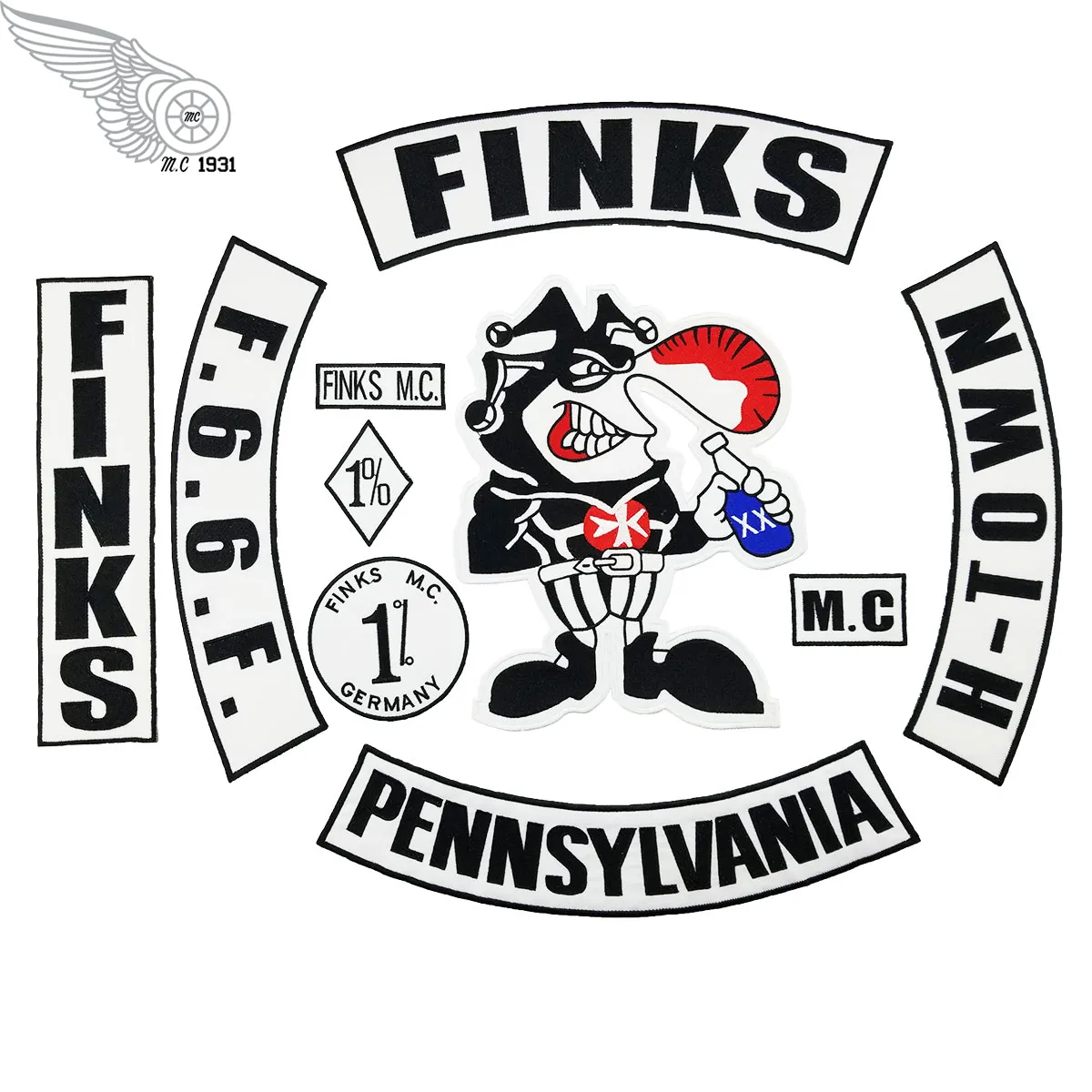 Newest FINKS GERMANY MC Iron On Patch Motorcycle Biker Large Full
