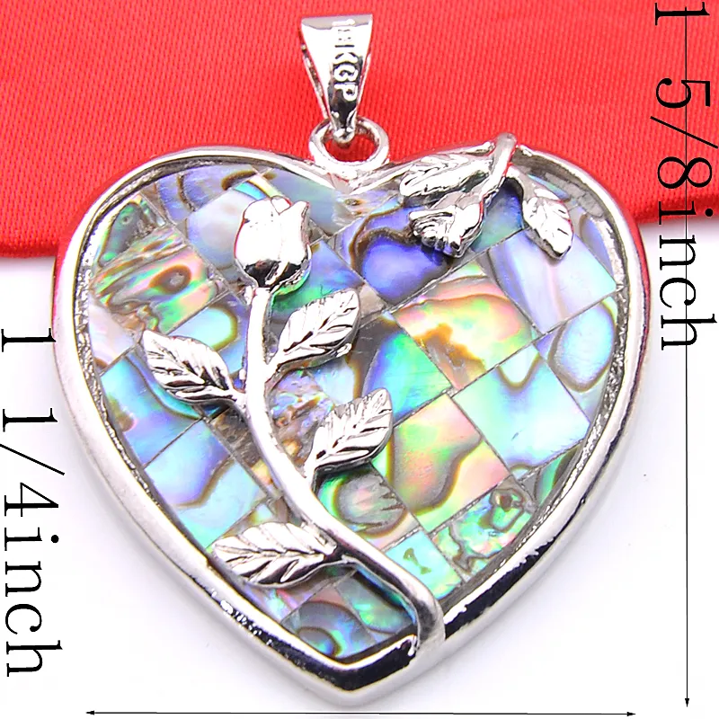 1 LuckyShine Best Wholesale Natural Shell Pendants 925 Silver Heart Rose Pendants For necklace Free shippings