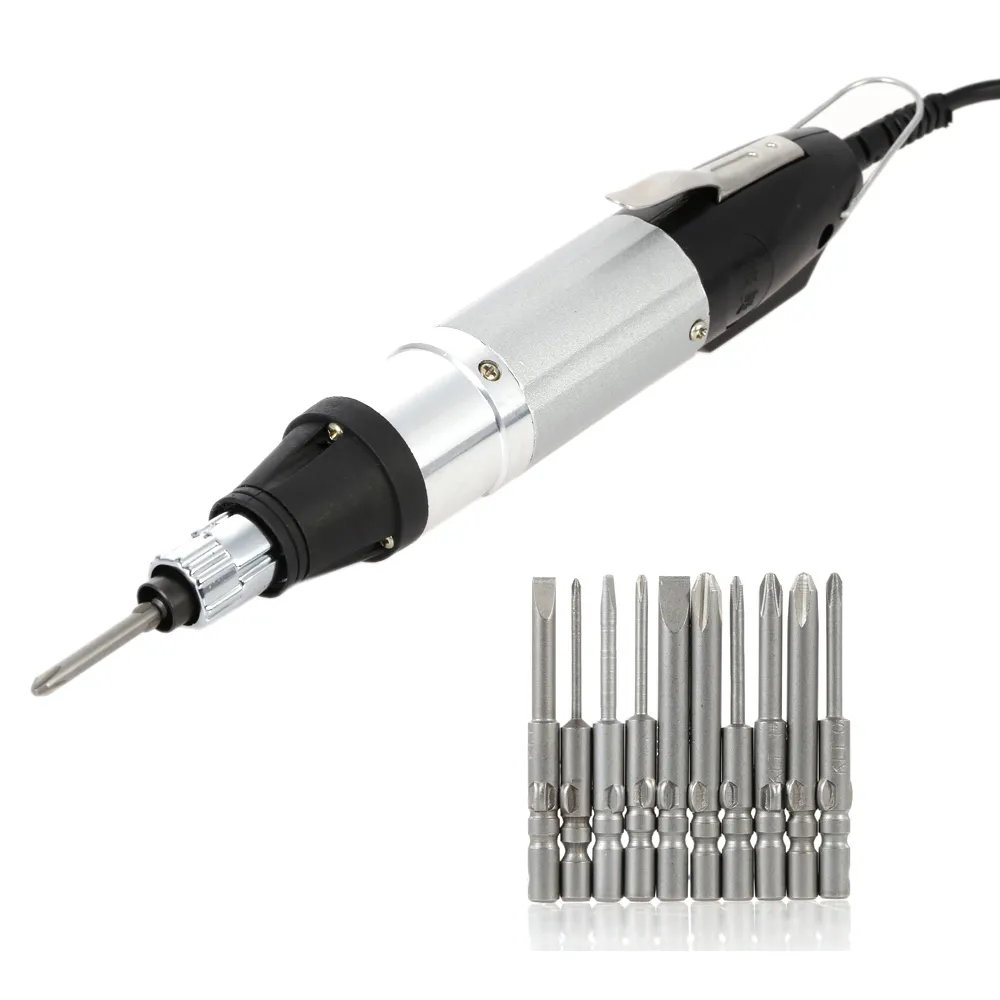 Freeshipping AC110-220V battery screwdriver DC Powered Electric Screwdriver with 10Pcs/lot Bits Stepless Speed Regulation Repair Tool