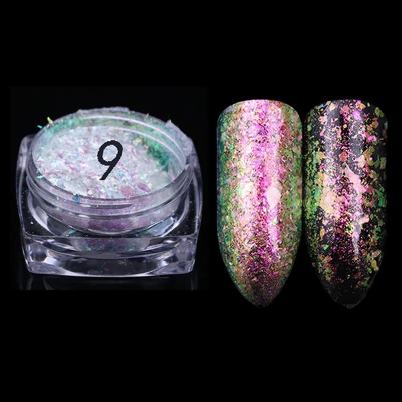 Iridescent Glitter Chameleon Nail Flakes Set of 6 Jars (Mixed Chameleon)