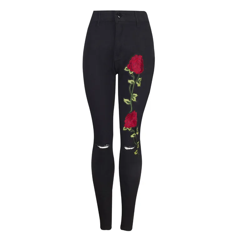 Rose embroidered sales jeans womens