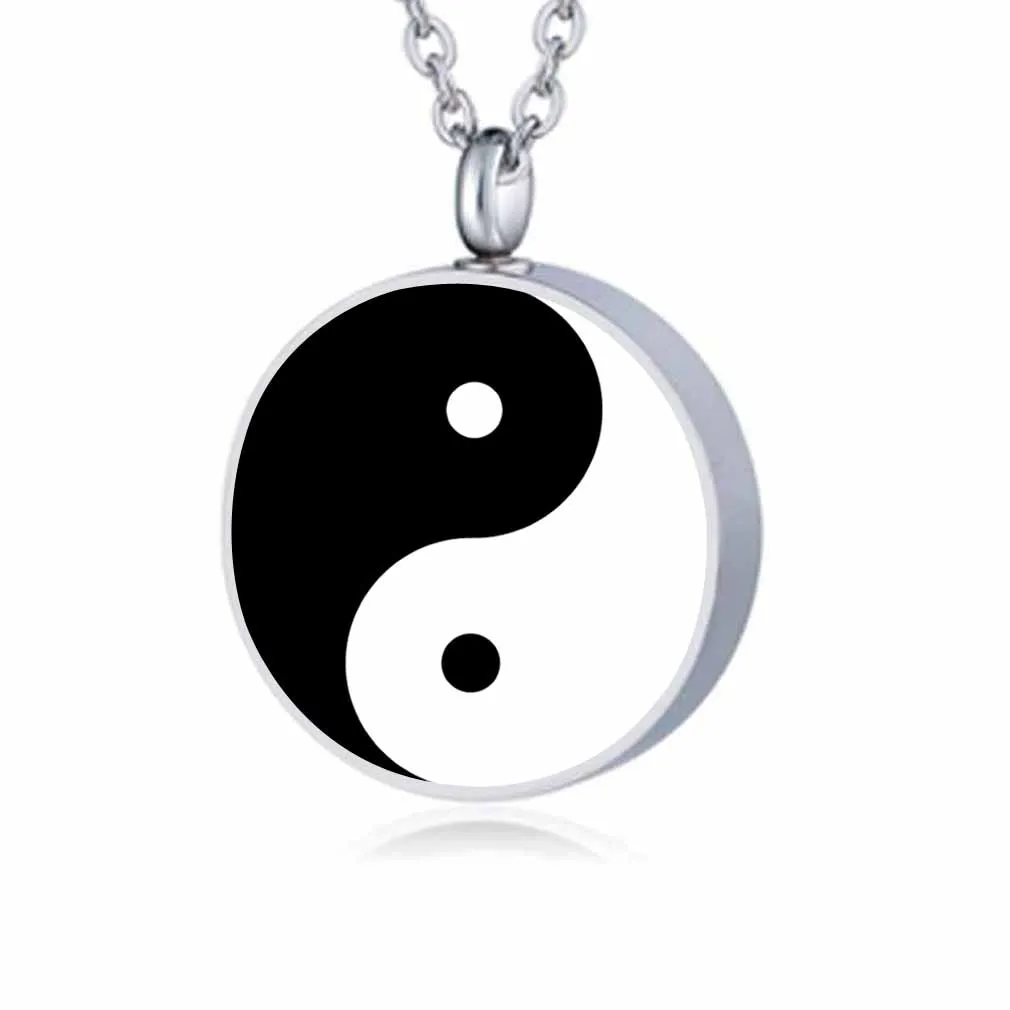 Mode-sieraden mooie Yin Yang Holder Urn hanger Memorial Ashes Herinnering Ketting RVS Assieraden voor as