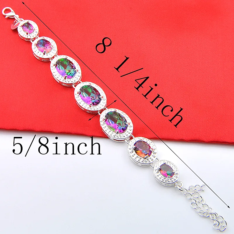 LuckyShine Fashion Seller 925 Sterling Silver Round Mystic Topaz Edelsteen Armbanden Bangle Hand Cateary H535