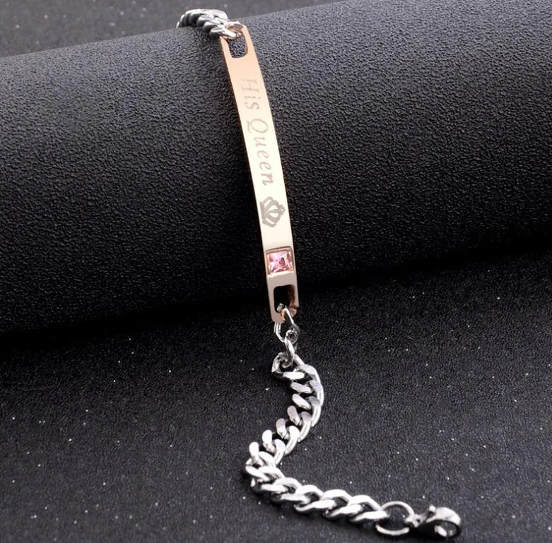 DIY Ihr König Seine Königin Paar Armbänder mit Kristall Stein Liebhaber Krone Charme Armbänder Für Frauen Männer Drop Shipping B443