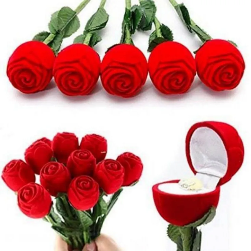 Ring box Novelty Velvet Storage boxes for earrings wedding Gift Rose Flower Cartoons Fish Jewelry Box Packaging Display