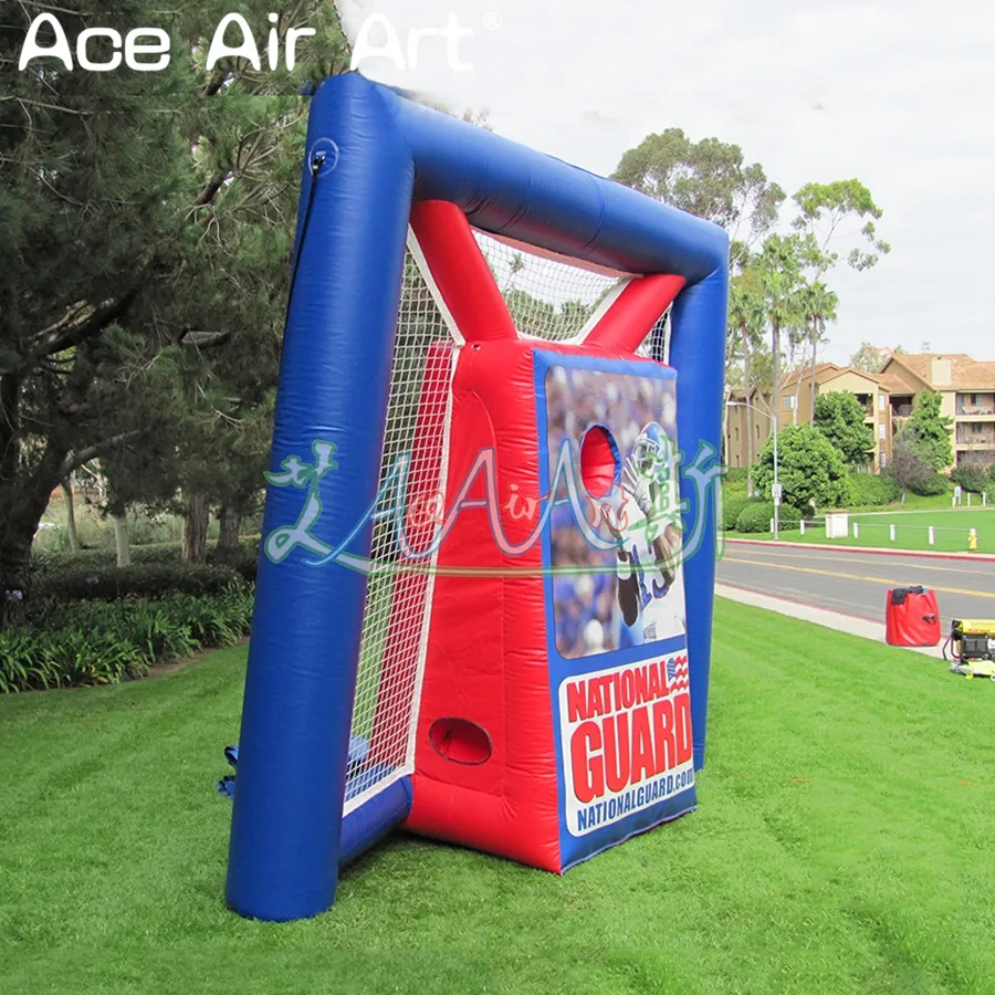 Frete grátis para a porta de futebol inflável atirar para fora do portão, gol de futebol com adesivos removíveis para EUA