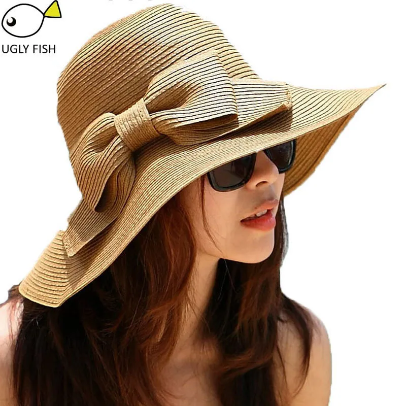 Womens Wide Brim Straw Packable Beach Hat Womens Perfect For Summer Sun  Protection D18103006 From Yizhan03, $16.38