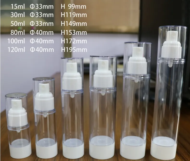 병 휴대용 플라스틱 화장품 페이스 크림 냄비 빈 병 리필 15ML 30ML 50ML 80ml를 100ml의 클리어 여행을 누르면 / 스프레이