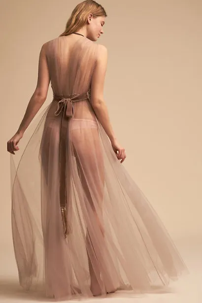 Bhldn Bridal Robes Sexy Sheer Long Wedding Accessories Custom Made Prom Party Wear Födelsedagskoka för tjejer