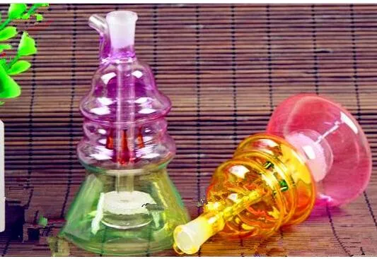 Double verre coloré filtre de forme spéciale bouteille d'eau verre Bong tuyau d'eau Bongs tuyaux accessoires pour fumer bols