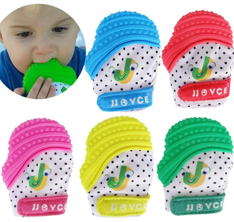 Adjustable Baby Dot Teething Gloves BPA Free Safe Silicone Mini Mitt
