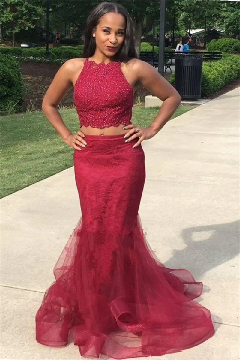 Two piece trumpet clearance prom dress