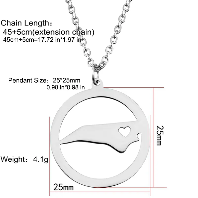 EUA mapas norte carolina estados colares de pingente charme colar país rosa aço inoxidável amor hometown jóias