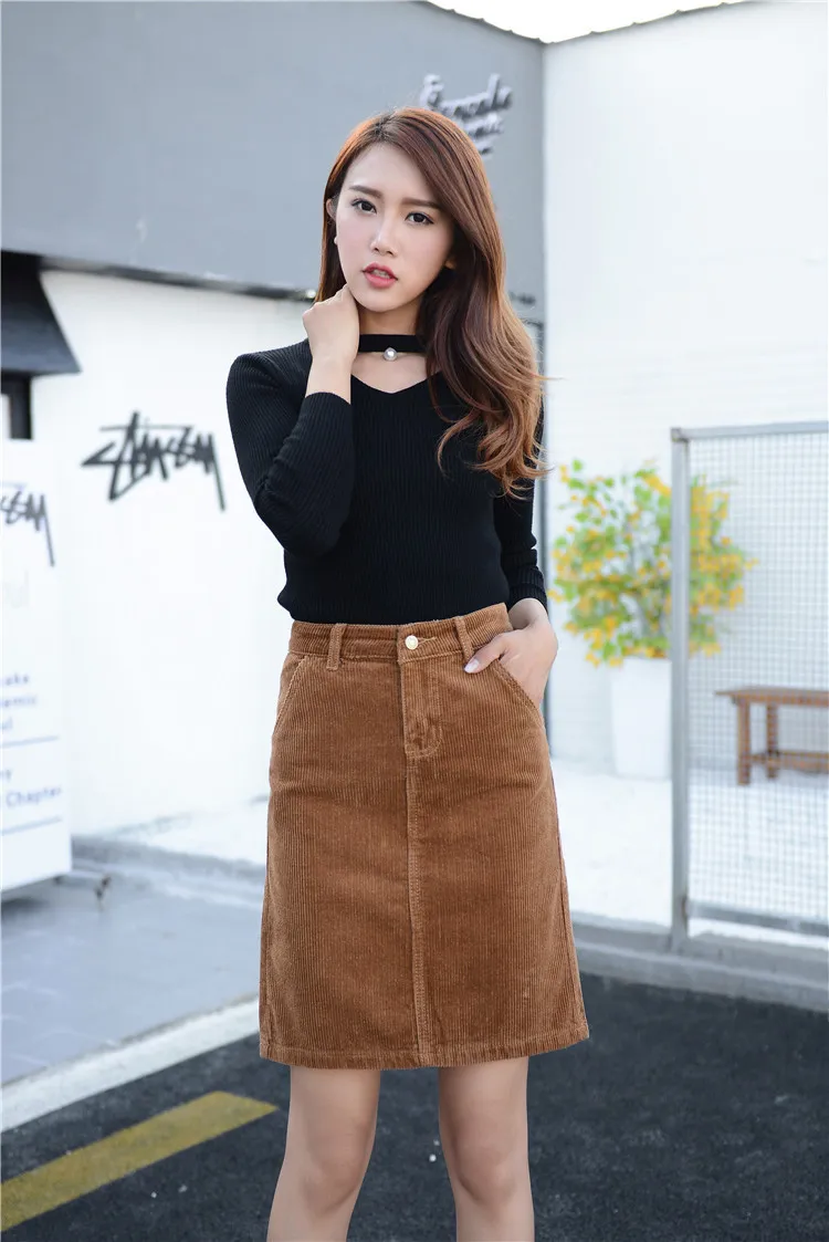 Plus size corduroy skirt knee length hotsell
