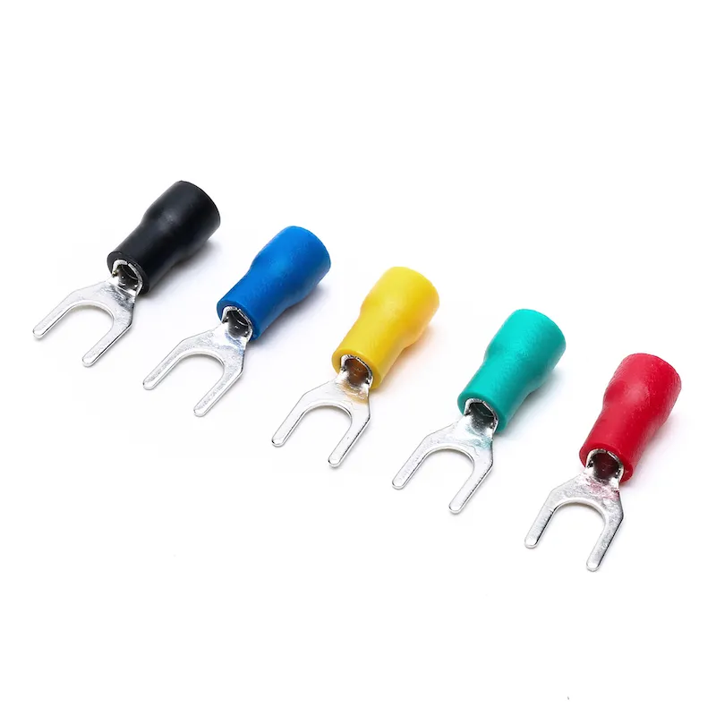 50PCS SV1.25-4s Electrical Crimp Terminal block U-type Cold-pressed Pre Insulated Fork Wire Connector 22-16 AWG red blue yellow