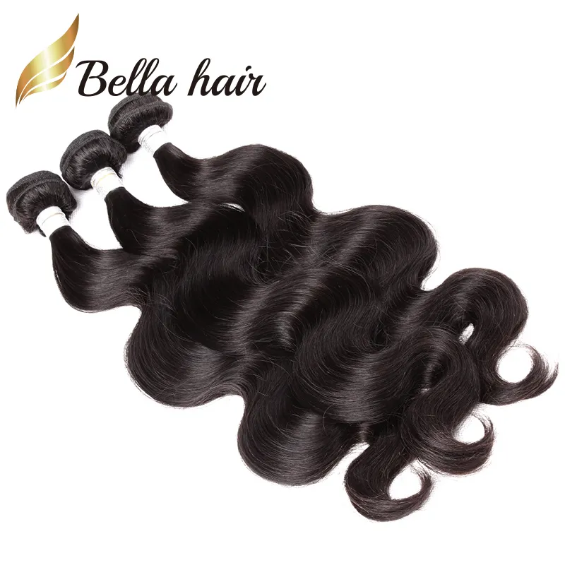 Bella Hair® Grade 9A 10 ~ 24inch 처리되지 않은 브라질 버진 헤어 확장 바디 웨이브 자연 색 2Bundles