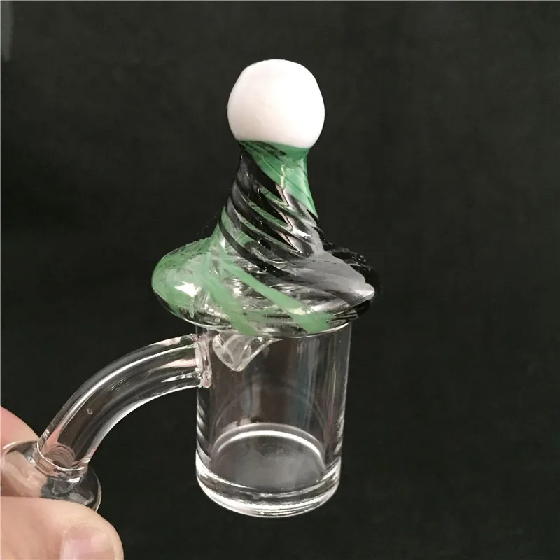 Universal Solid Color Stripe Glass UFO Carb Cap Dome XL XXL Diameter 35mm för 4mm Quartz Banger Nails Färgglada DAB Rig.