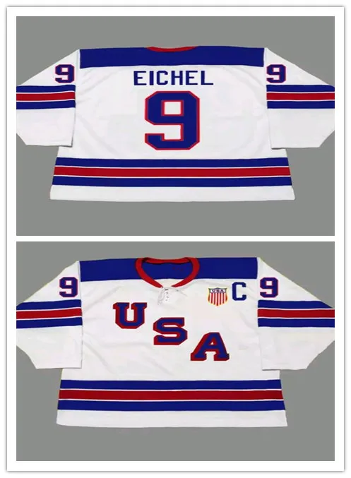 Personnalisé 9 JACK EICHEL 2014 USA Retro Vintage Hockey Maillots Pas Cher Hommes Cousu Sports Uniformes Bon Quanlity Mix Order