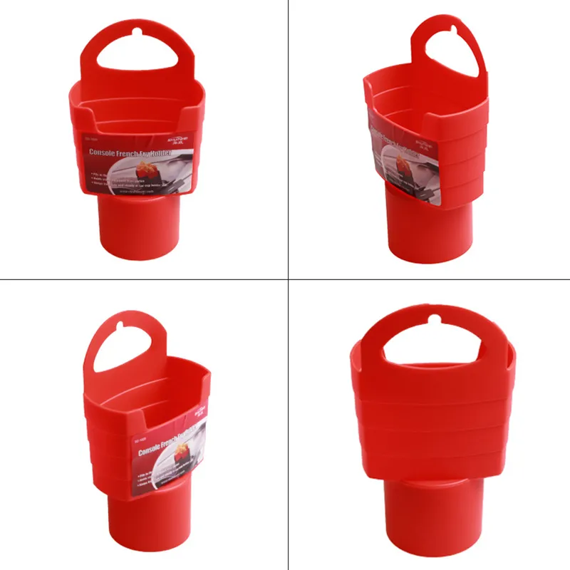 1pc Car French Fries Holder Food Drink Cup Holder Food Grade PP Storage Box Bucket Travel Eat in the car Red / Black